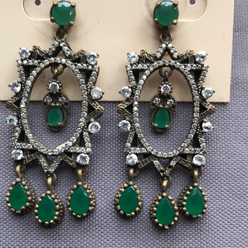 NWT sterling silver emerald earrings